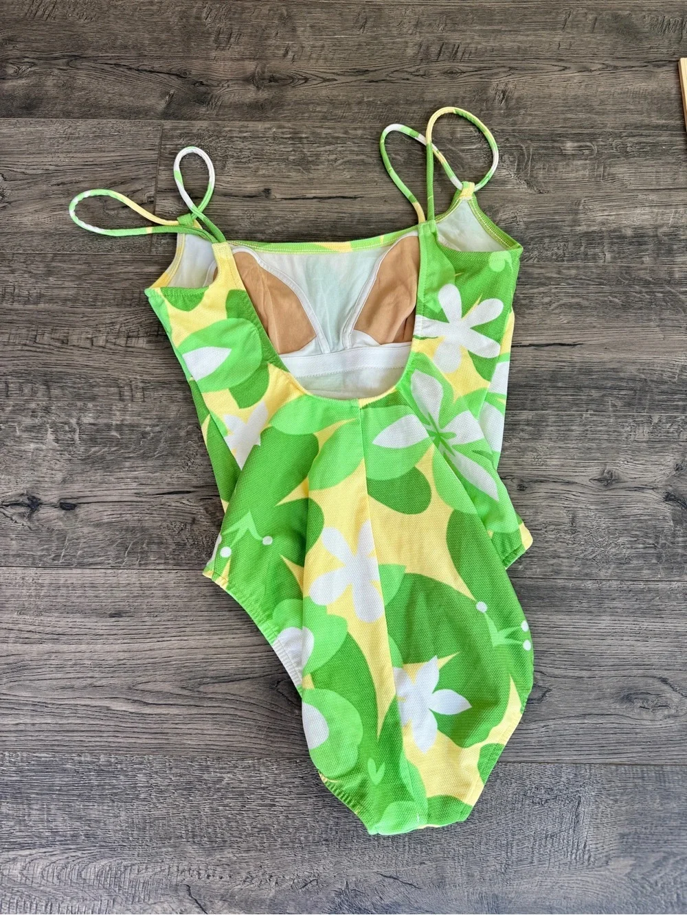 Jantzen Vintage Yellow and Green Swimsuit with Floral Pattern